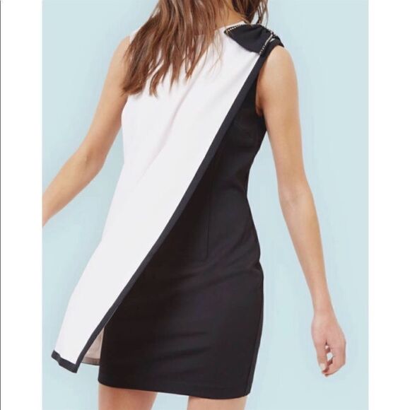 NWT Ted Baker Lenta Embellished Bow Layered Dress Black Light Pink - Picture 2 of 12